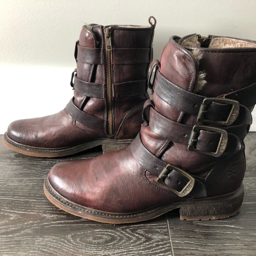 FRYE Valerie Shearling Lined Strappy Ankle Boot Size US 8 - Picture 4 of 16